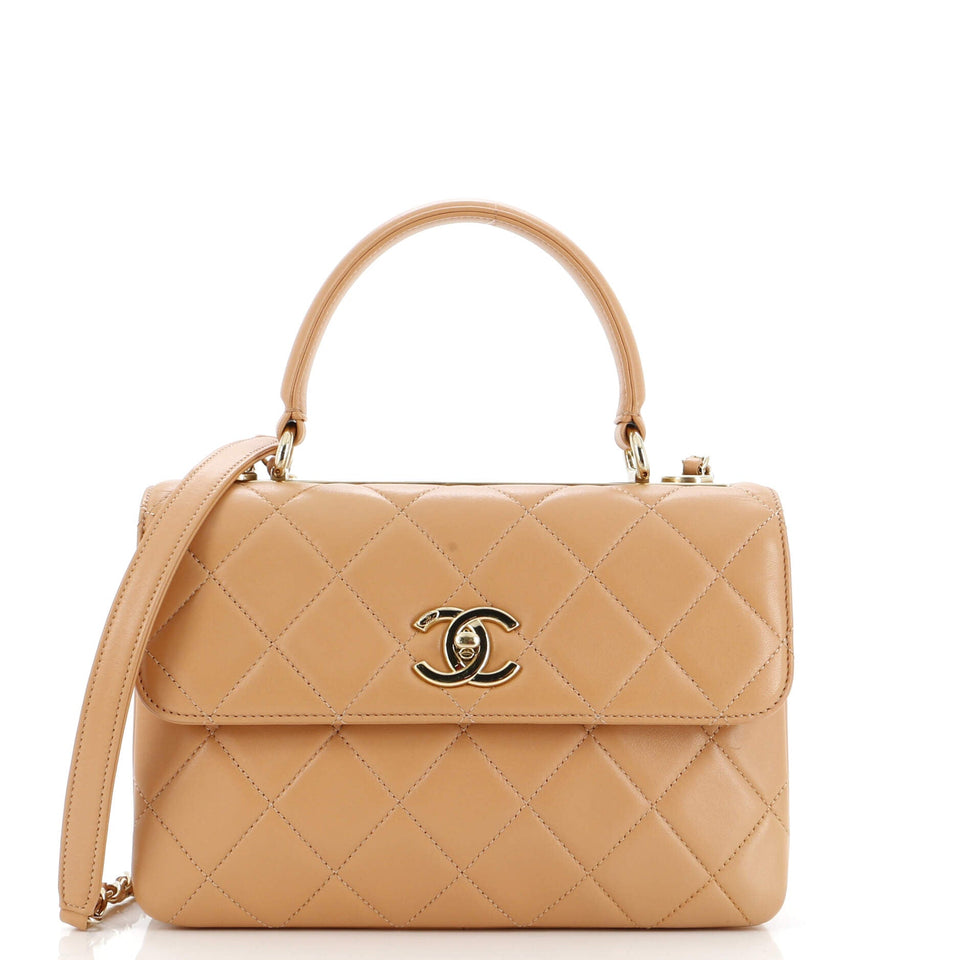 Trendy CC Top Handle Bag Quilted Lambskin Small