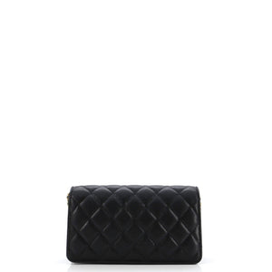 Mixed Chain Link CC Wallet on Chain Quilted Caviar Small