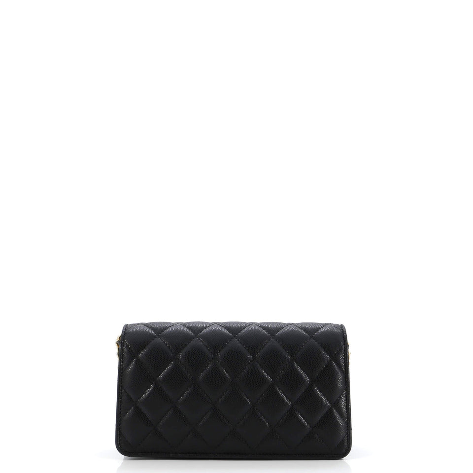 Mixed Chain Link CC Wallet on Chain Quilted Caviar Small