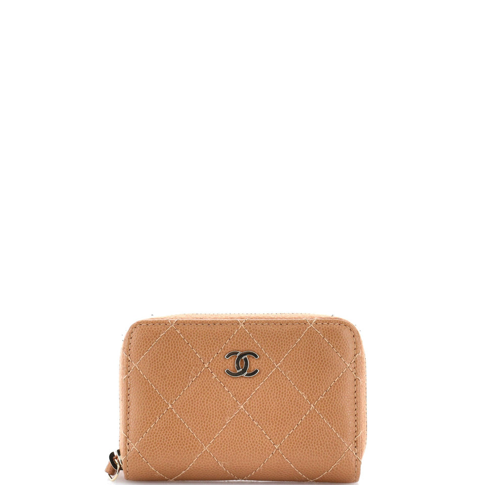 CC Zip Coin Purse Quilted Caviar Small