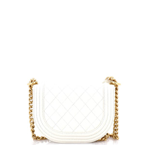Boy Curved Messenger Bag Quilted Caviar Small