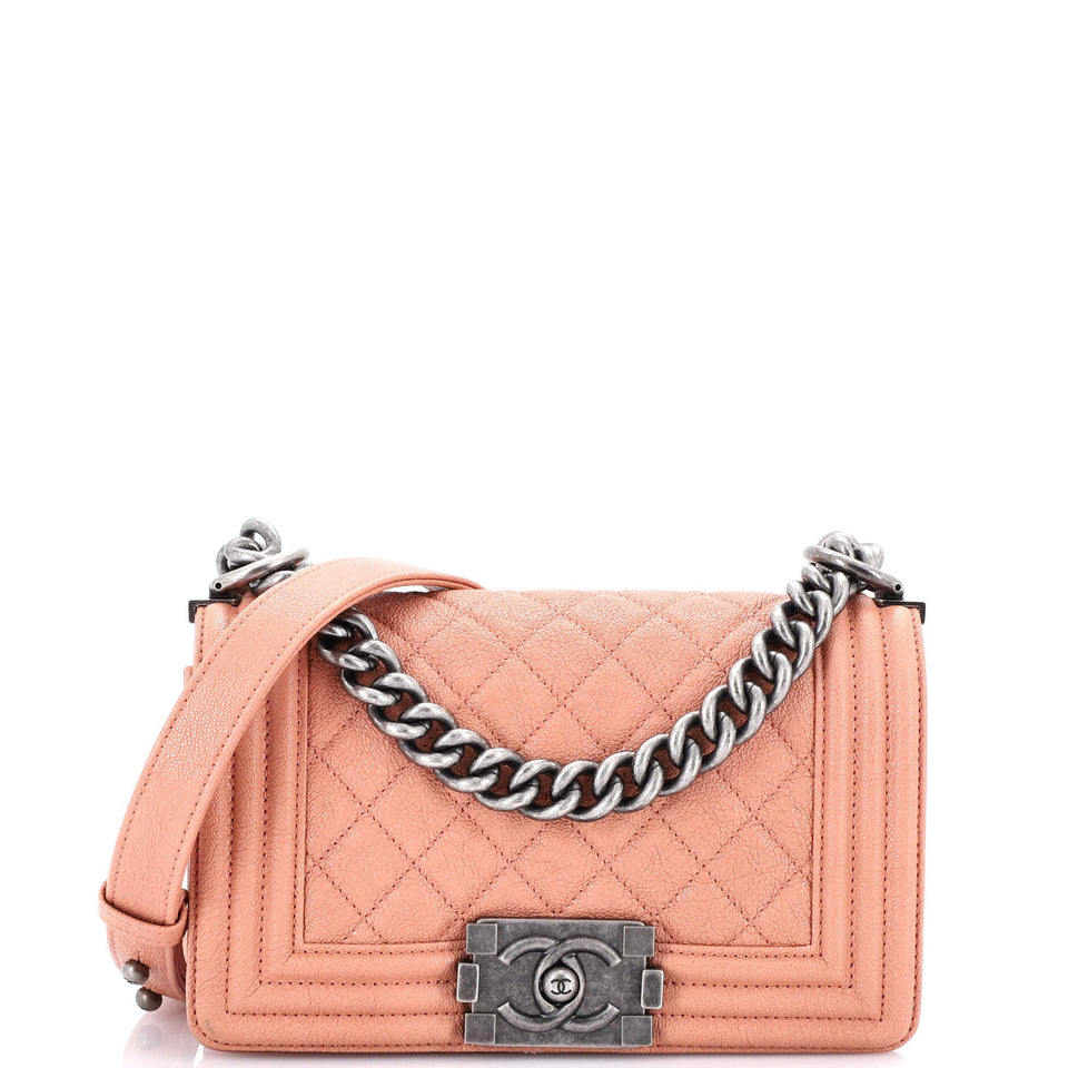 Boy Flap Bag Quilted Caviar Small