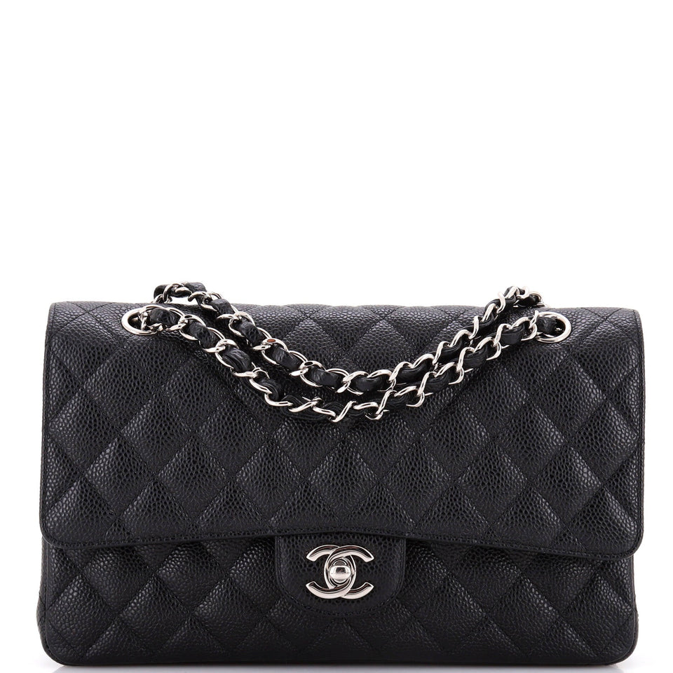 Classic Double Flap Bag Quilted Caviar Medium