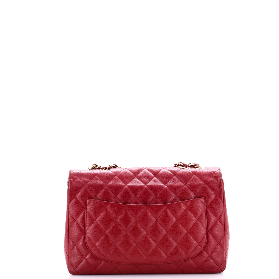 Classic Single Flap Bag Quilted Caviar Jumbo