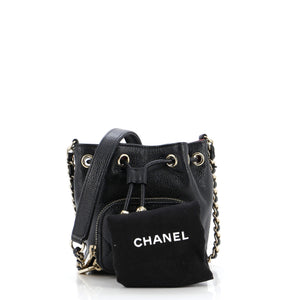 Business Affinity Drawstring Bucket Bag Quilted Caviar Mini
