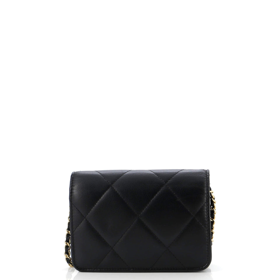 Crystal Geometric Frame CC Clutch with Chain Quilted Calfskin