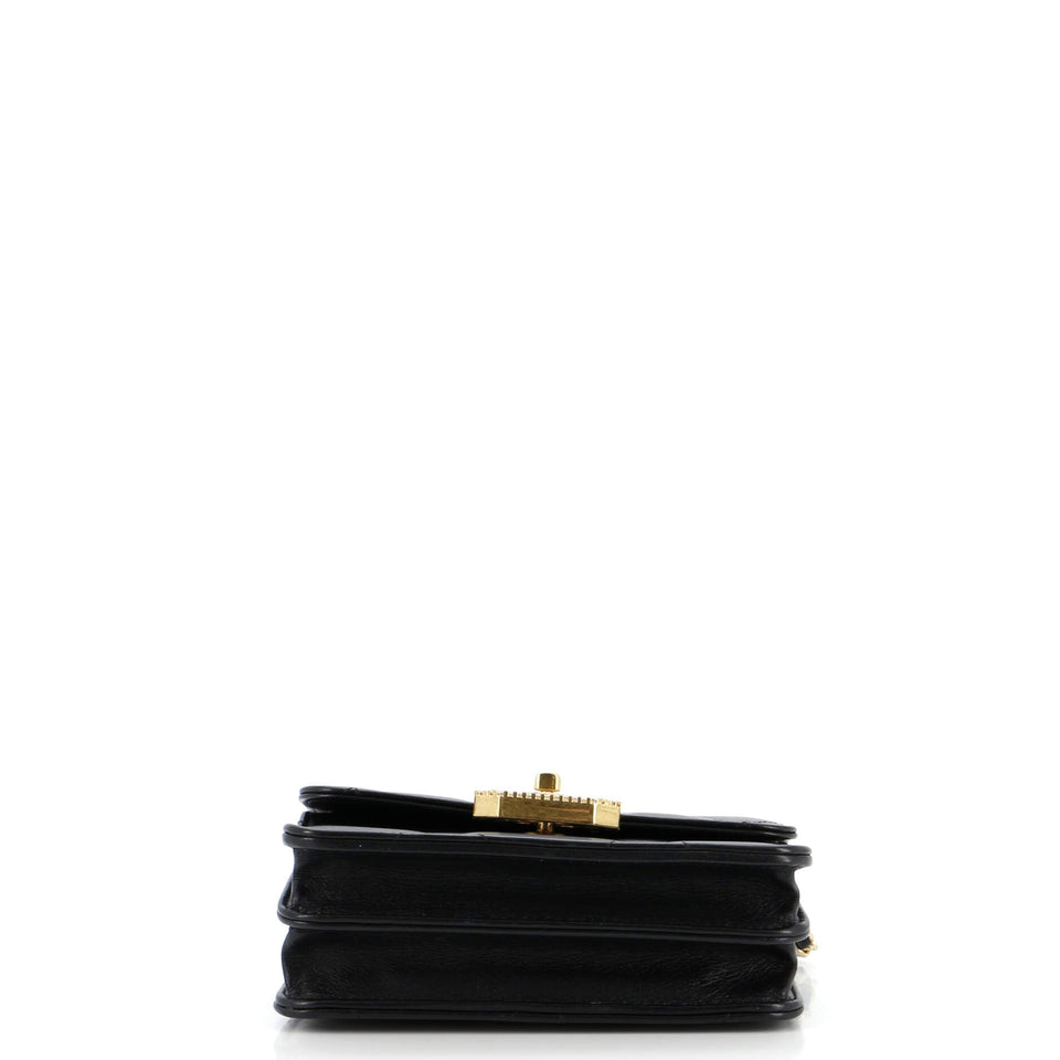 Crystal Geometric Frame CC Clutch with Chain Quilted Calfskin
