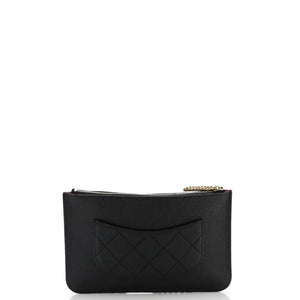 CC Front Pocket Clutch with Chain Quilted Caviar Small