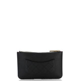 CC Front Pocket Clutch with Chain Quilted Caviar Small