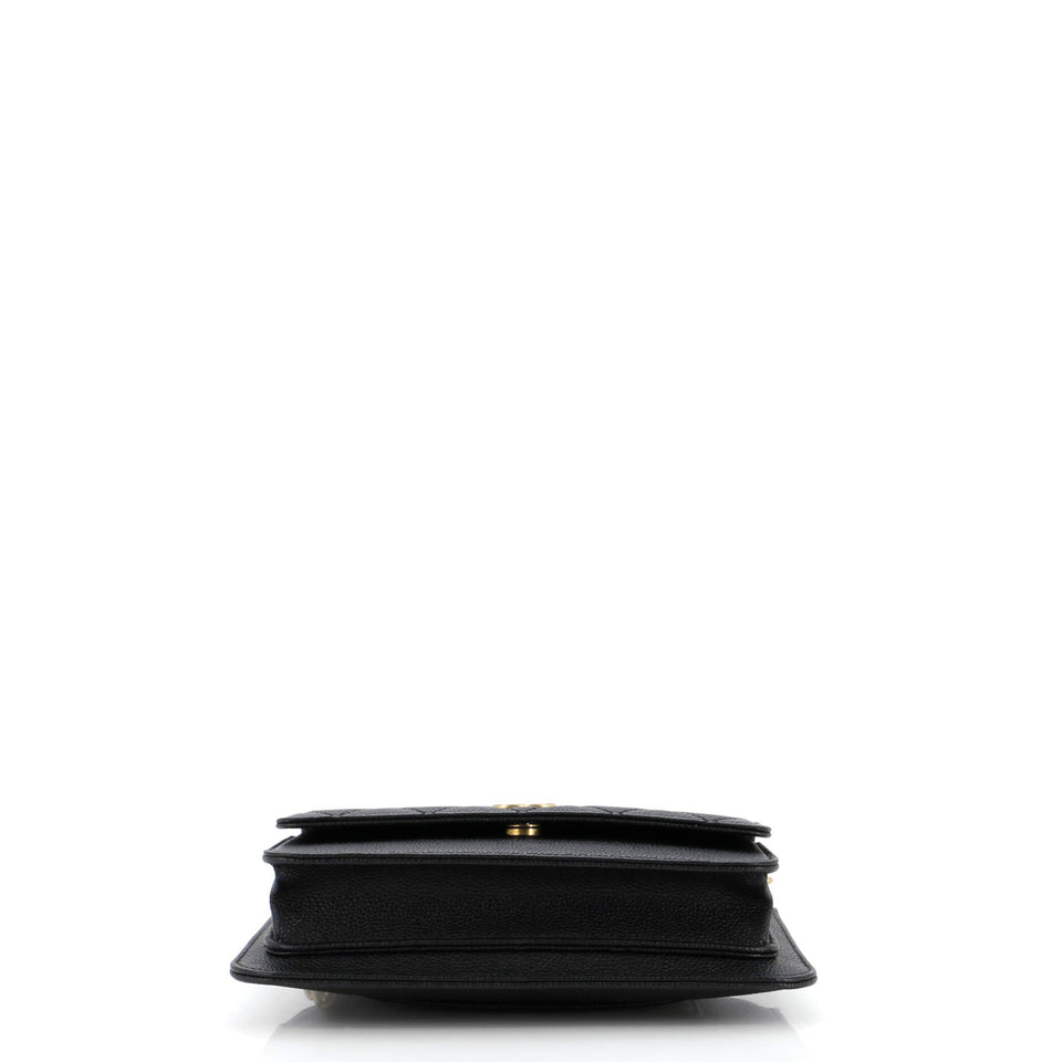 CC Front Pocket Clutch with Chain Quilted Caviar Small