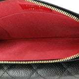 CC Front Pocket Clutch with Chain Quilted Caviar Small