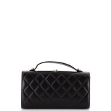 Kisslock Flap Phone Holder with Chain Quilted Shiny Calfskin