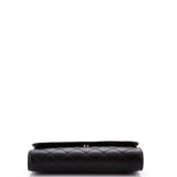 Kisslock Flap Phone Holder with Chain Quilted Shiny Calfskin