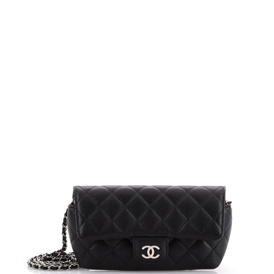Classic Sunglasses Case with Chain Quilted Caviar