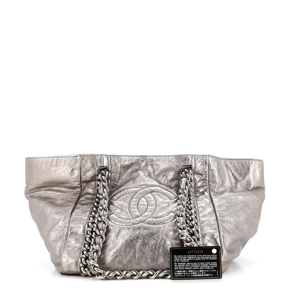 Modern Chain Tote Metallic Calfskin Medium