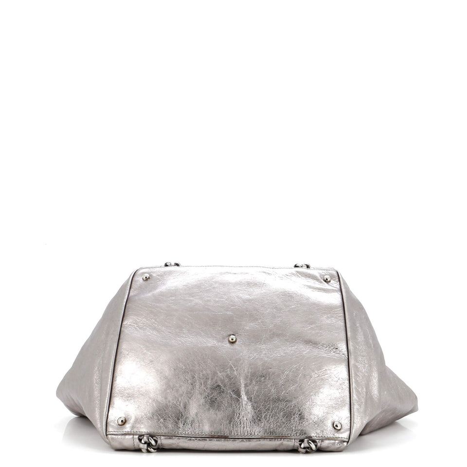 Modern Chain Tote Metallic Calfskin Medium