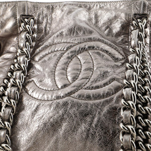 Modern Chain Tote Metallic Calfskin Medium