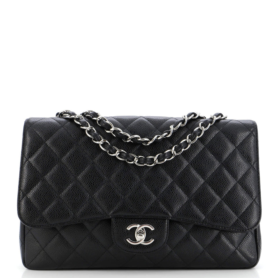 Classic Single Flap Bag Quilted Caviar Jumbo