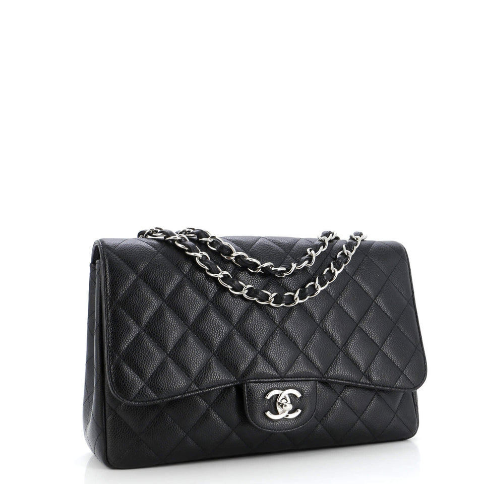 Classic Single Flap Bag Quilted Caviar Jumbo