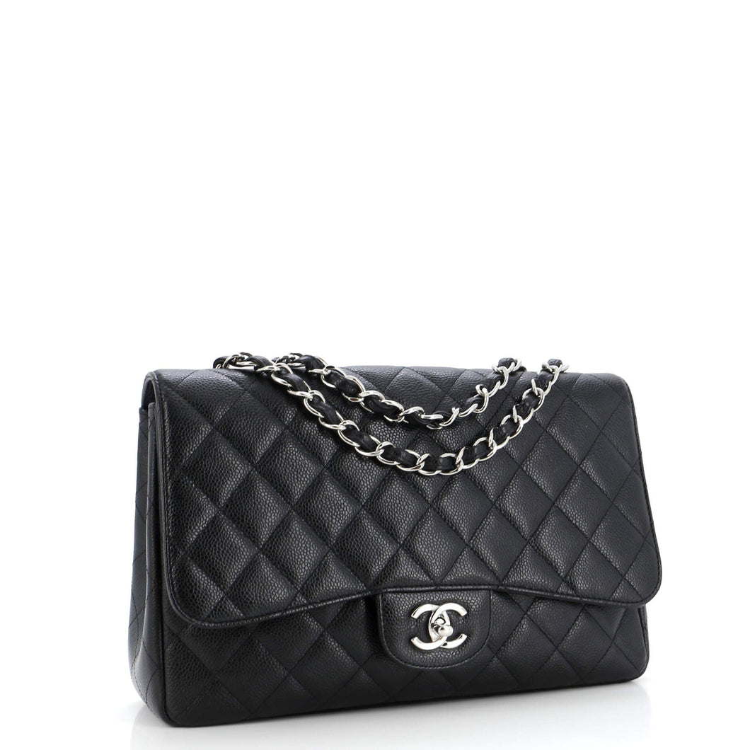 Classic Single Flap Bag Quilted Caviar Jumbo