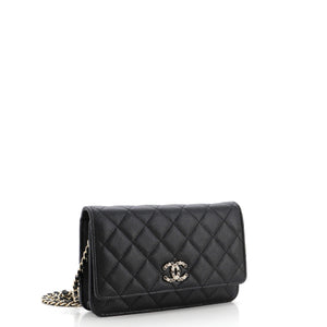 Crystal Woven CC Wallet on Chain Quilted Caviar