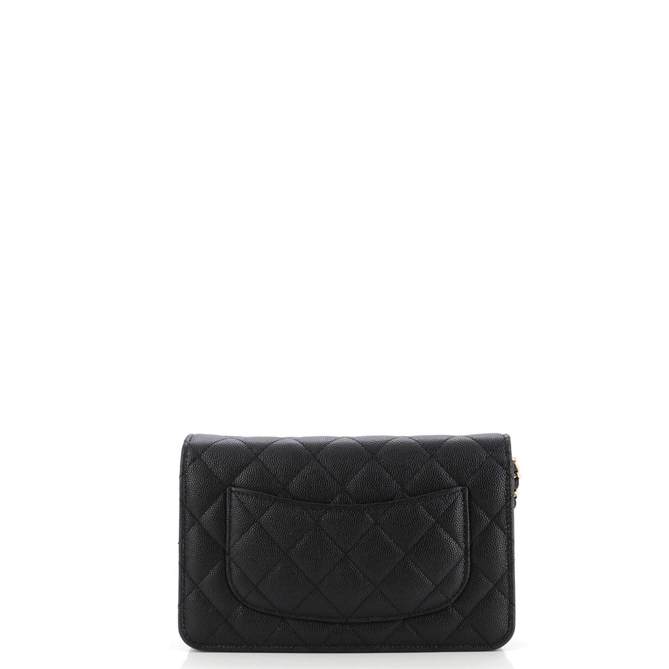 Crystal Woven CC Wallet on Chain Quilted Caviar