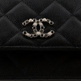 Crystal Woven CC Wallet on Chain Quilted Caviar