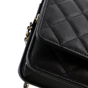 Crystal Woven CC Wallet on Chain Quilted Caviar