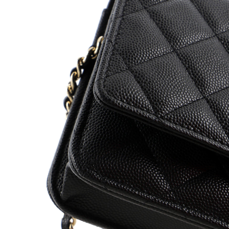 Crystal Woven CC Wallet on Chain Quilted Caviar