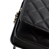 Crystal Woven CC Wallet on Chain Quilted Caviar