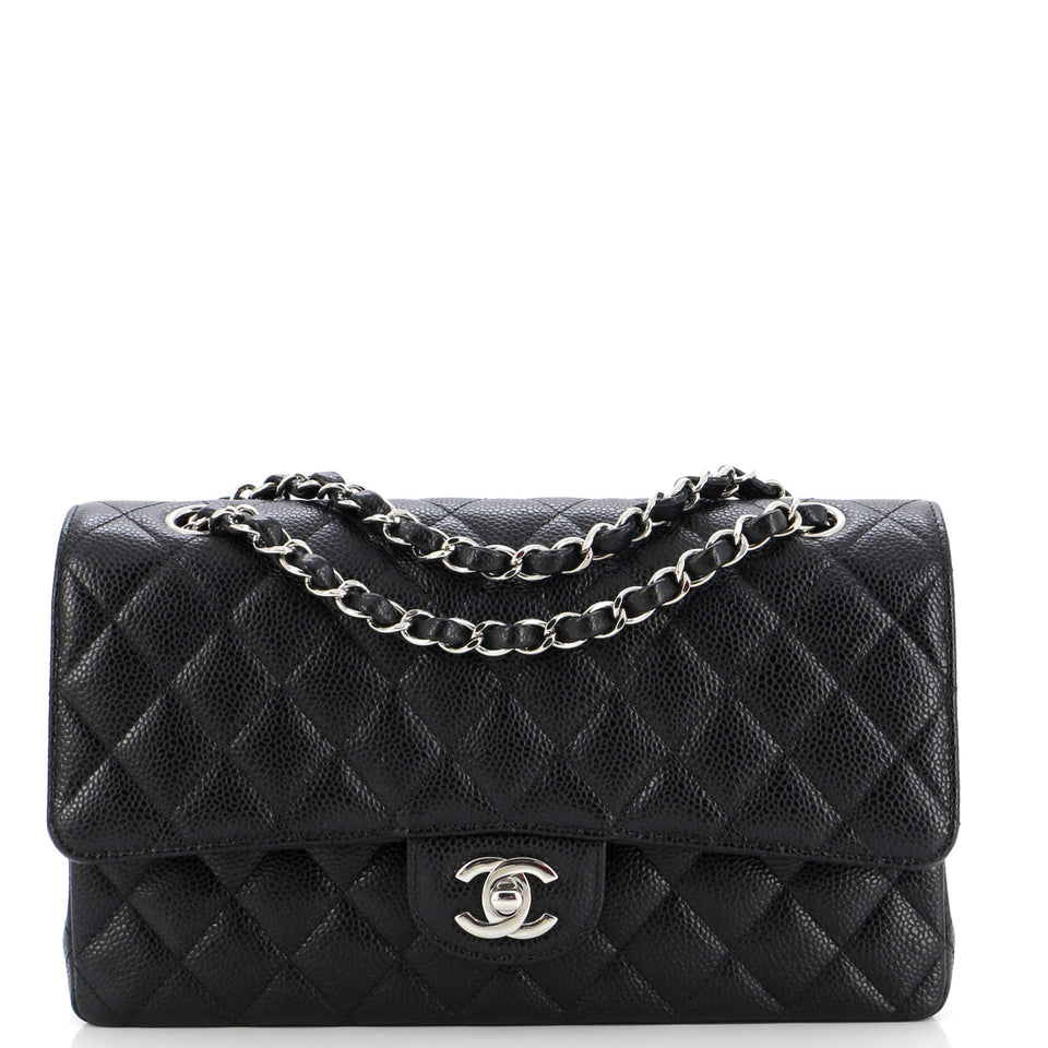 Classic Double Flap Bag Quilted Caviar Medium