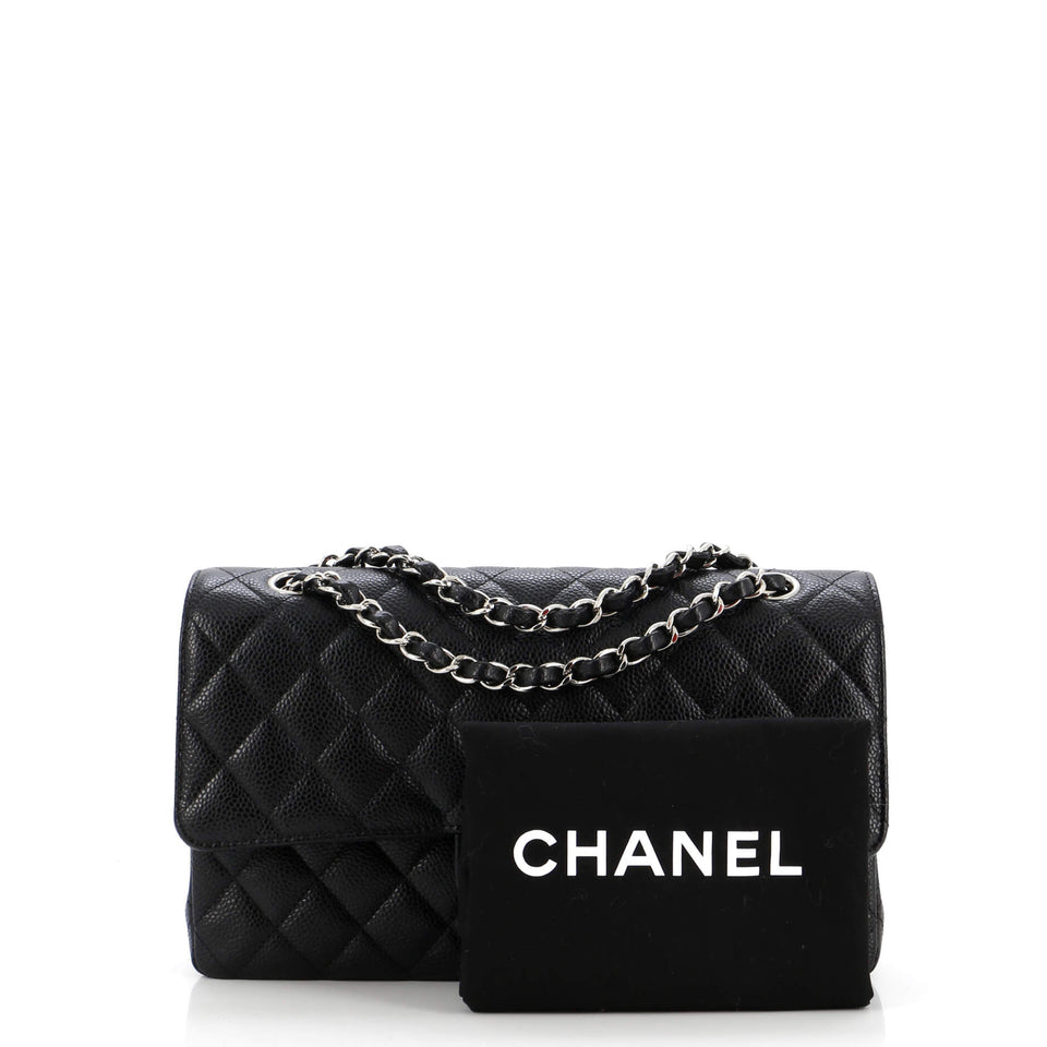 Classic Double Flap Bag Quilted Caviar Medium