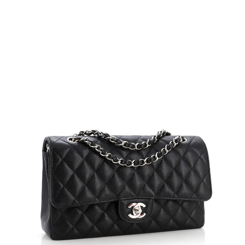 Classic Double Flap Bag Quilted Caviar Medium