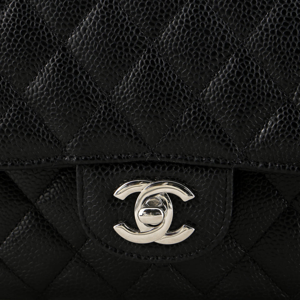 Classic Double Flap Bag Quilted Caviar Medium