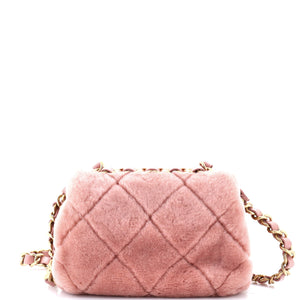 CC Bar Chain Handle Flap Bag Quilted Shearling Small