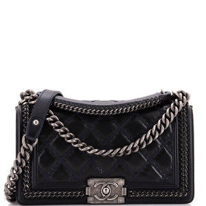 Paris-Salzburg Chain Handle Boy Flap Bag Quilted Lambskin Old Medium