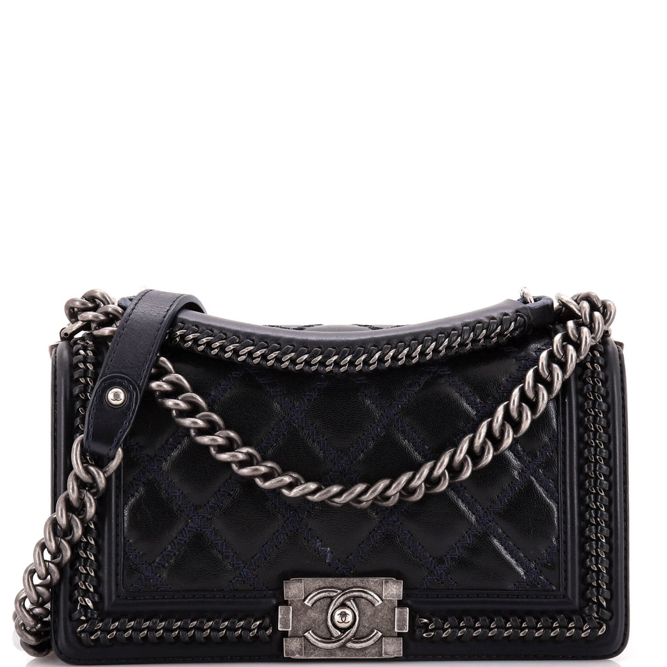 Paris-Salzburg Chain Handle Boy Flap Bag Quilted Lambskin Old Medium