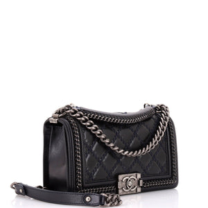Paris-Salzburg Chain Handle Boy Flap Bag Quilted Lambskin Old Medium