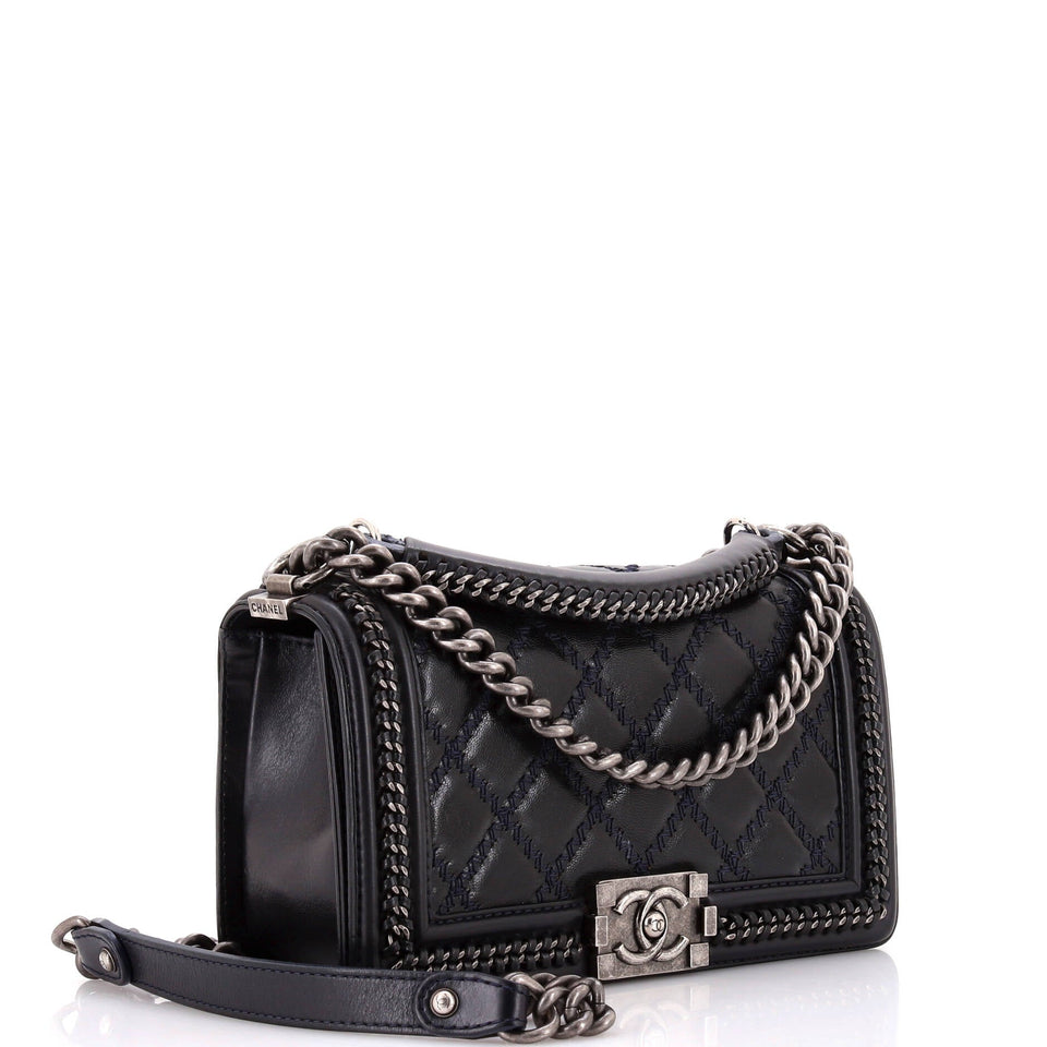 Paris-Salzburg Chain Handle Boy Flap Bag Quilted Lambskin Old Medium