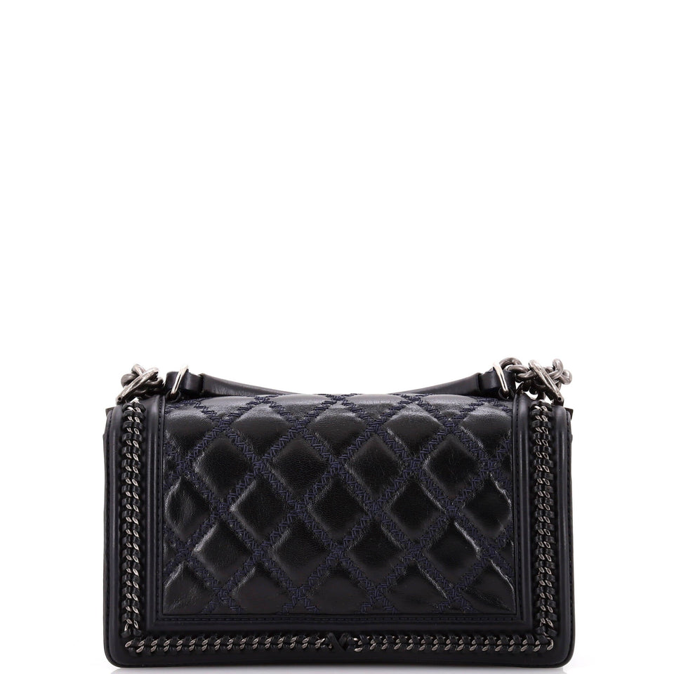 Paris-Salzburg Chain Handle Boy Flap Bag Quilted Lambskin Old Medium