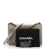 Bicolor Boy Flap Bag Quilted Metallic Calfskin New Medium