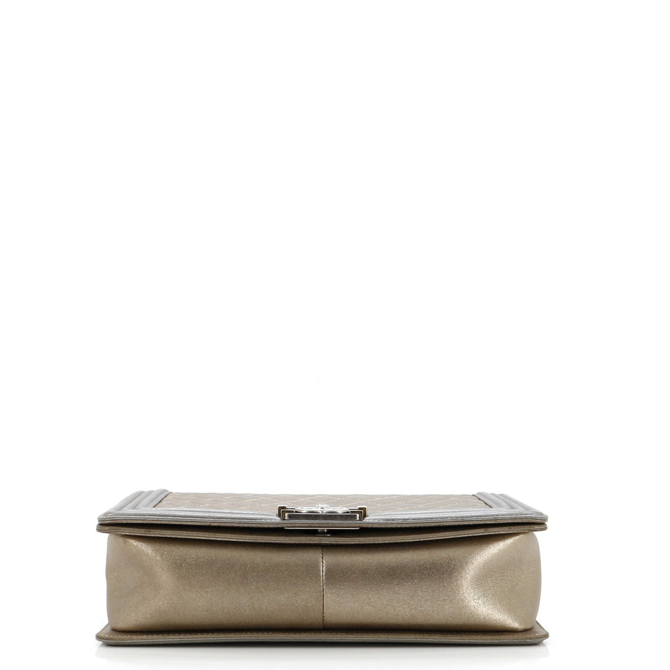 Bicolor Boy Flap Bag Quilted Metallic Calfskin New Medium
