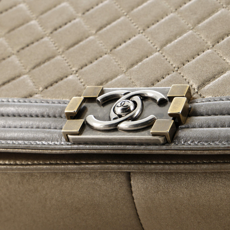 Bicolor Boy Flap Bag Quilted Metallic Calfskin New Medium
