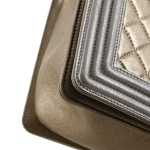Bicolor Boy Flap Bag Quilted Metallic Calfskin New Medium