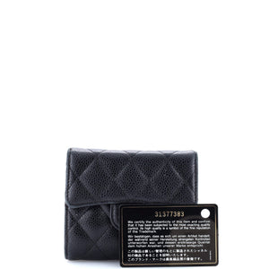 CC Compact Classic Flap Wallet Quilted Caviar