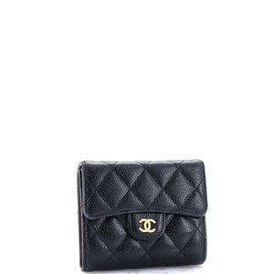 CC Compact Classic Flap Wallet Quilted Caviar