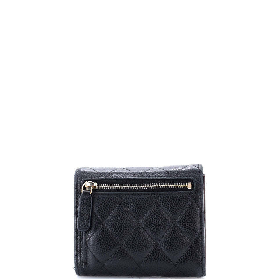CC Compact Classic Flap Wallet Quilted Caviar