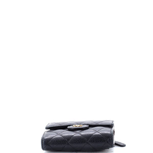 CC Compact Classic Flap Wallet Quilted Caviar