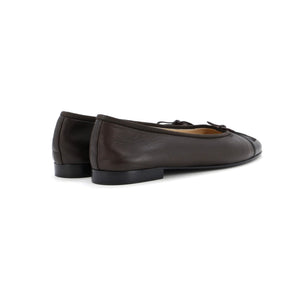 Women's CC Cap Toe Bow Ballerina Flats Leather
