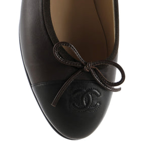 Women's CC Cap Toe Bow Ballerina Flats Leather